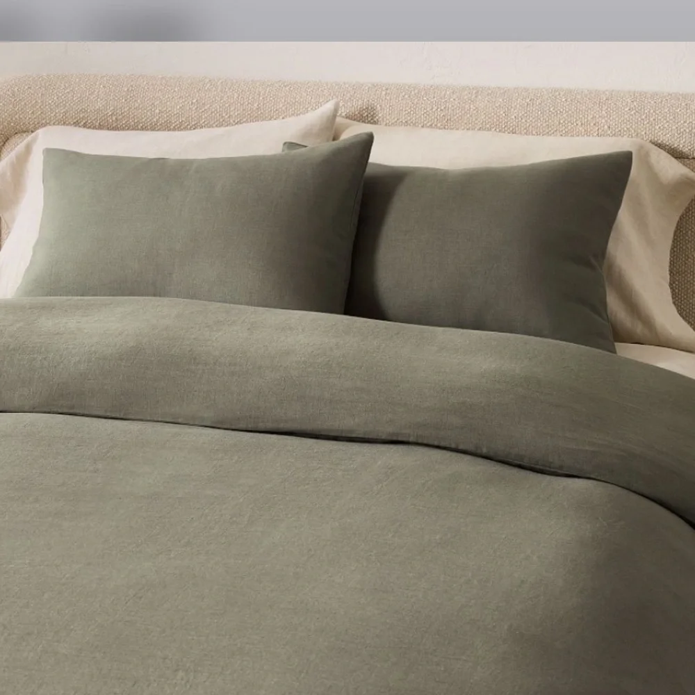 West Elm European Flax Linen Sham Green